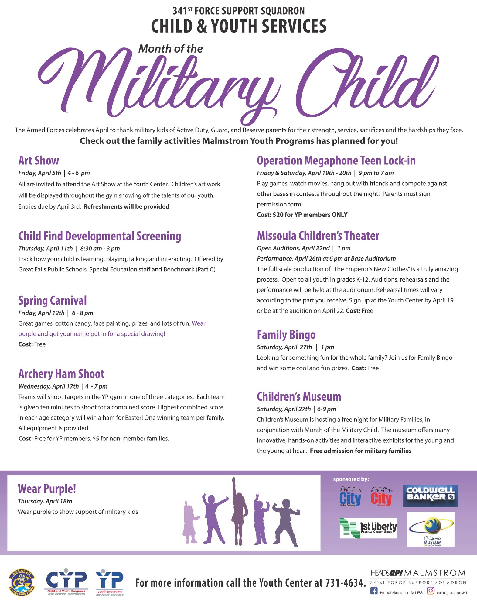 April is Month of the Military Child and the Malmstrom Youth Programs has events throughout the month to celebrate.