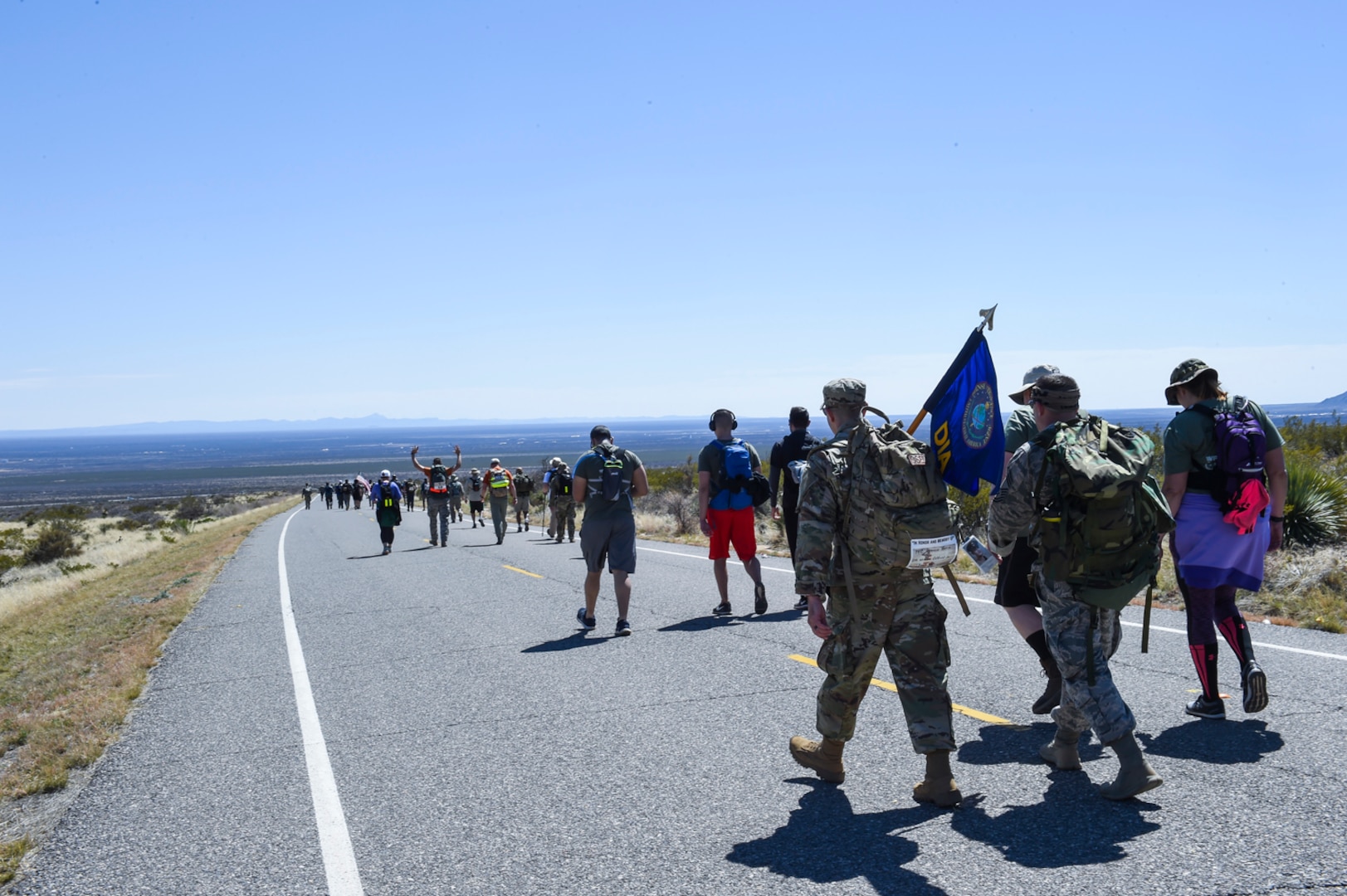 This year, 24 members of the Defense Intelligence Agency joined the more than 8,600 people who participated in the 30th annual Bataan Memorial Death March, in White Sands, New Mexico, March 17, 2019.