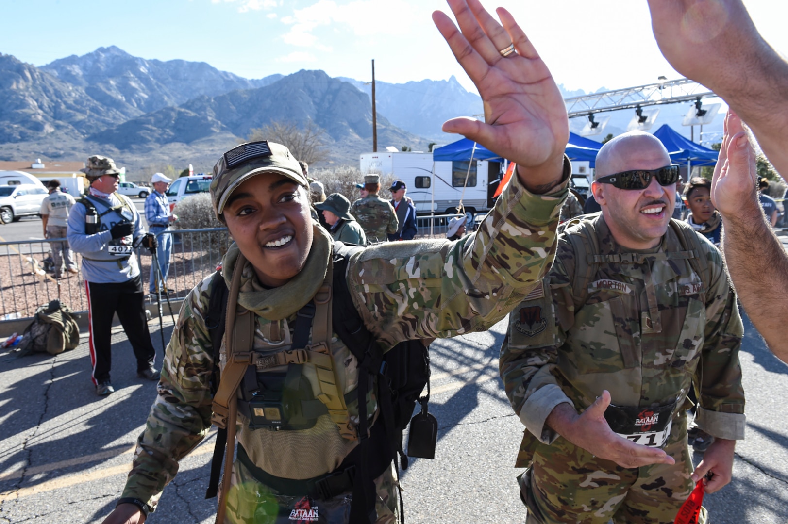 Staff Sgt. Toyelle Rickson is all smiles after completing the 2019 Bataan Memorial Death March in nine hours and 49 minutes. Having never participated in a marathon before and unable to train for this year's march like she wanted to, Rickson was extremely pleased with her results.