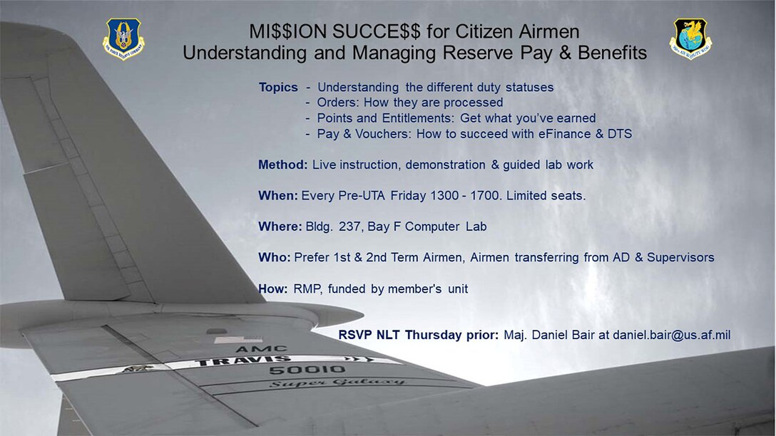 Seats are stilll available for this months class! Please email Maj. Bair to RSVP ASAP at: daniel.bair@us.af.mil