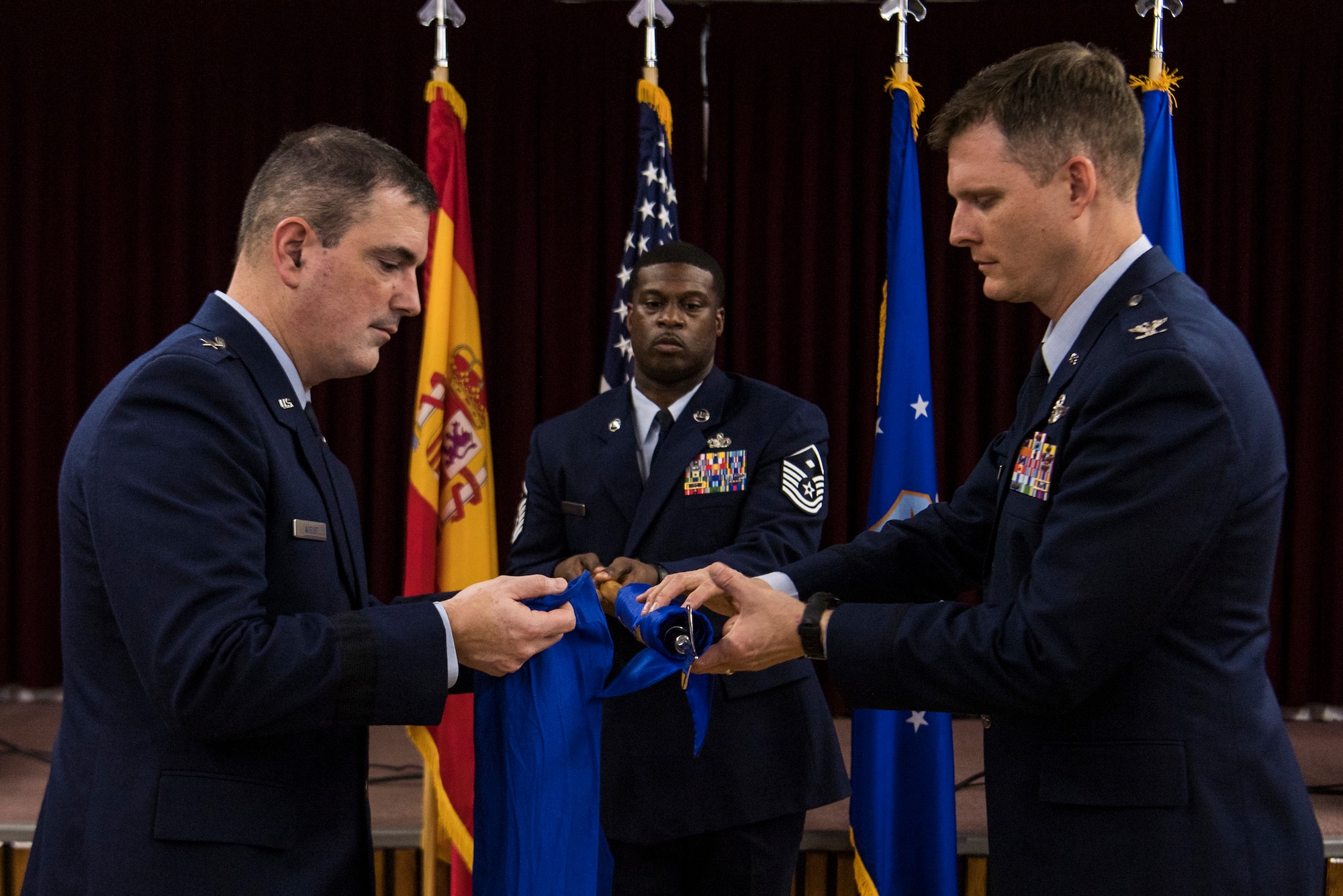 The 496th Air Base Squadron, Morón Air Base, Spain, was realigned from under the 86th Operations Group, Ramstein Air Base, Germany, to the 65th Air Base Group, Lajes Field, Portugal, 1 April, 2019 on Morón Air Base, Spain.