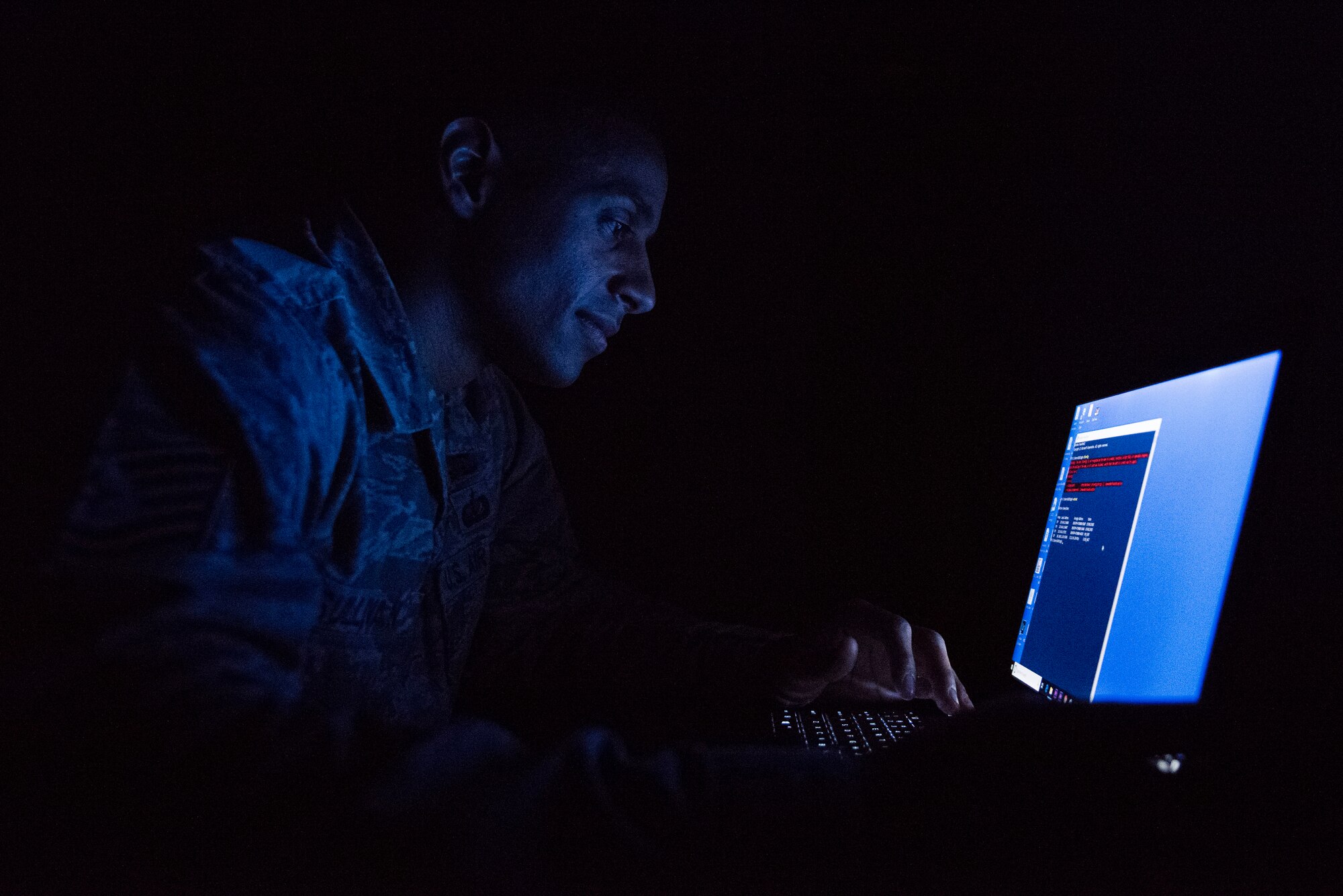 Tech. Sgt. Sydney Sullivan, is the NCO in charge of the Mission Defense Team for the 375th Communications Squadron. This team provides mission assurance through cyber defense and maintenance.  His teammates describe him as a caring mentor to young Airmen.  (U.S. Air Force photo by Airman 1st Class Solomon Cook)