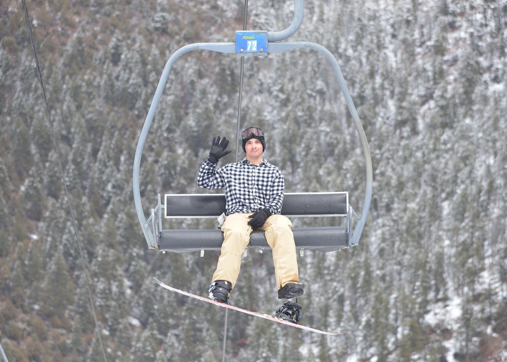 U.S. Air Force Staff Sgt. Danila Isakov, 58th Maintenance Group maintenance qualification training program instructor, poses for a photo at Sipapu Ski Resort, Vadito, N.M., March 22, 2019. Kirtland’s Chaplains Corps sponsored and hosted six ski trips for 100 Airmen from February 22, to March 22, 2019. (U.S. Air Force photo by Todd Berenger)