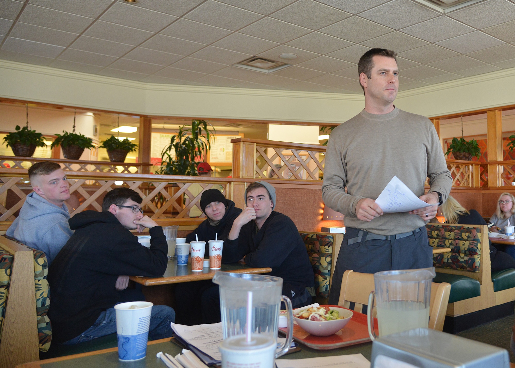 U.S. Air Force Capt. Andy Peck, 58th Special Operations Wing chaplain, talks to Airmen at Santa Fe, N.M., March 22, 2019. After a day of skiing, a spiritual fitness workshop was hosted by Kirtland’s Chaplains Corps. According to spiritual fitness assessment forms filled out by Airmen who attended the ski trip and spiritual fitness workshop, their spiritual fitness was increased by 38 percent. (U.S. Air Force photo by Todd Berenger)