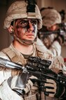 U.S. Marine Corps Cpl. Nicholas Sestito, team leader, 1st Battalion, 7th Marine Regiment, 1st Marine Division, poses for a portrait during Integrated Training Exercise (ITX) 2-19 at Range 220 on Marine Corps Air Ground Combat Center, Twentynine Palms, Calif., Feb. 9, 2019. The purpose of ITX is to create a challenging, realistic training environment that produces combat-ready forces capable of operating as an integrated Marine Air Ground Task Force. (U.S. Marine Corps photo by Lance Cpl. Colton Brownlee)