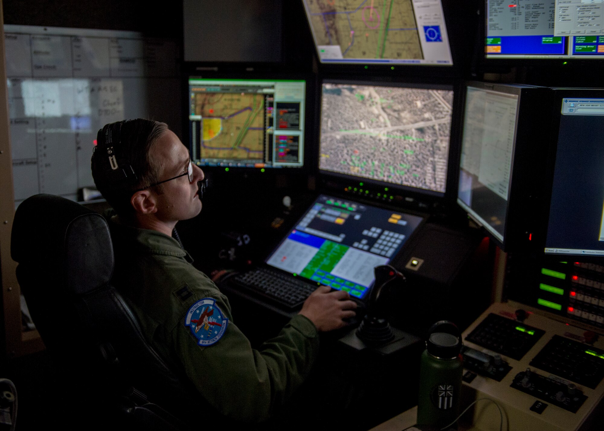 Capt. David, 6th Attack Squadron MQ-9 Reaper pilot, flies over Red Rio Range, N.M., during an exercise, March 14, 2019, at the 6th Attack Squadron on Holloman Air Force Base, N.M. Reapers are heavily involved in most special operations forces’ missions including intelligence, surveillance, reconnaissance, close air support and combat search and rescue. (U.S. Air Force photo by Airman 1st Class Kindra Stewart)