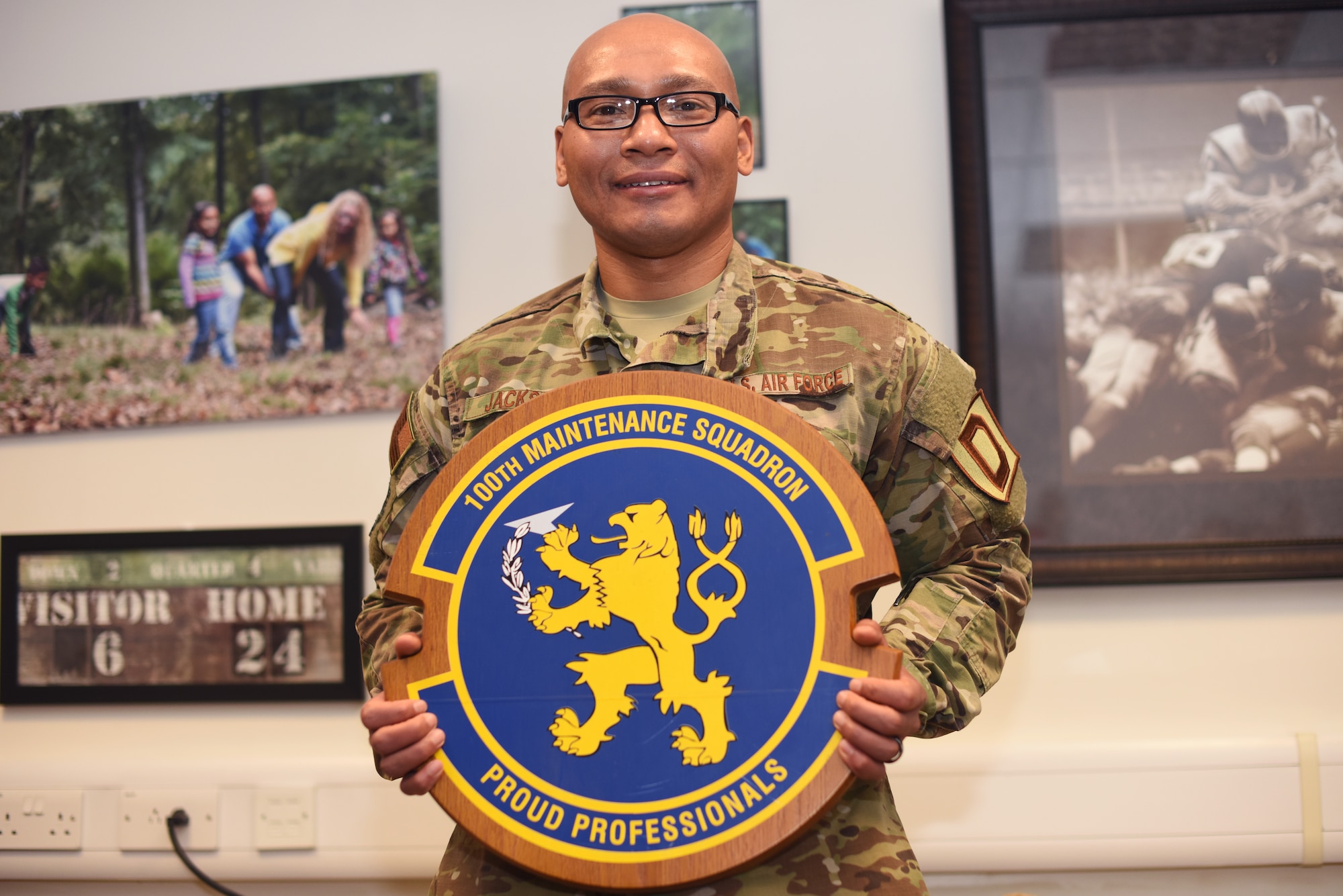 U.S. Air Force Senior Master Sgt. Michael Jackson, 100th Maintenance Squadron first sergeant, poses for a photo at RAF Mildenhall, England, March 6, 2019. Jackson, who was born in Pohang City, South Korea, has been a first sergeant at Laughlin Air Force Base, Texas and RAF Mildenhall, England. (U.S. Air Force photo by Airman 1st Class Brandon Esau)