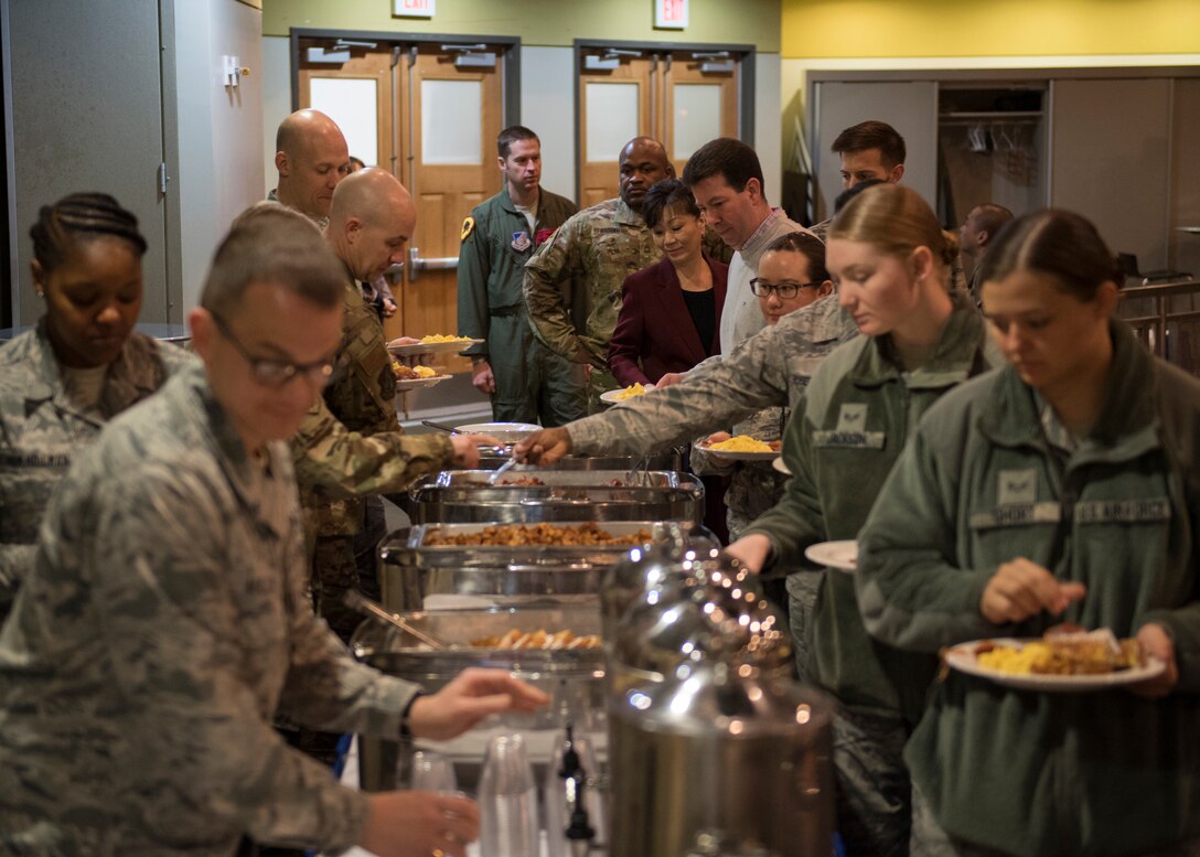 Members of Team Osan gather for breakfast at the kickoff and signing of the proclamation of Sexual Assault Awareness and Prevention Month at Osan Air Base, Republic of Korea, April 3, 2019. The month of April marks Sexual Assault Awareness and Prevention Month (SAAPM), and this year’s theme of “Protecting our people protects our mission,” epitomizes the military’s efforts. (U.S. Air Force photo by Staff Sgt. Ramon A. Adelan)