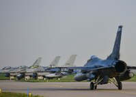 F-16 aircraft from the Minnesota Air National Guard 148th Fighter Wing are at Leeuwarden Air Base in the Netherlands for the 2019 Frisian Flag, March 28, 2019.  Frisian Flag is a 12-day NATO partnership exercise in the Netherlands that will allow all international participants of the exercise to execute training on operational tactics in a global setting.