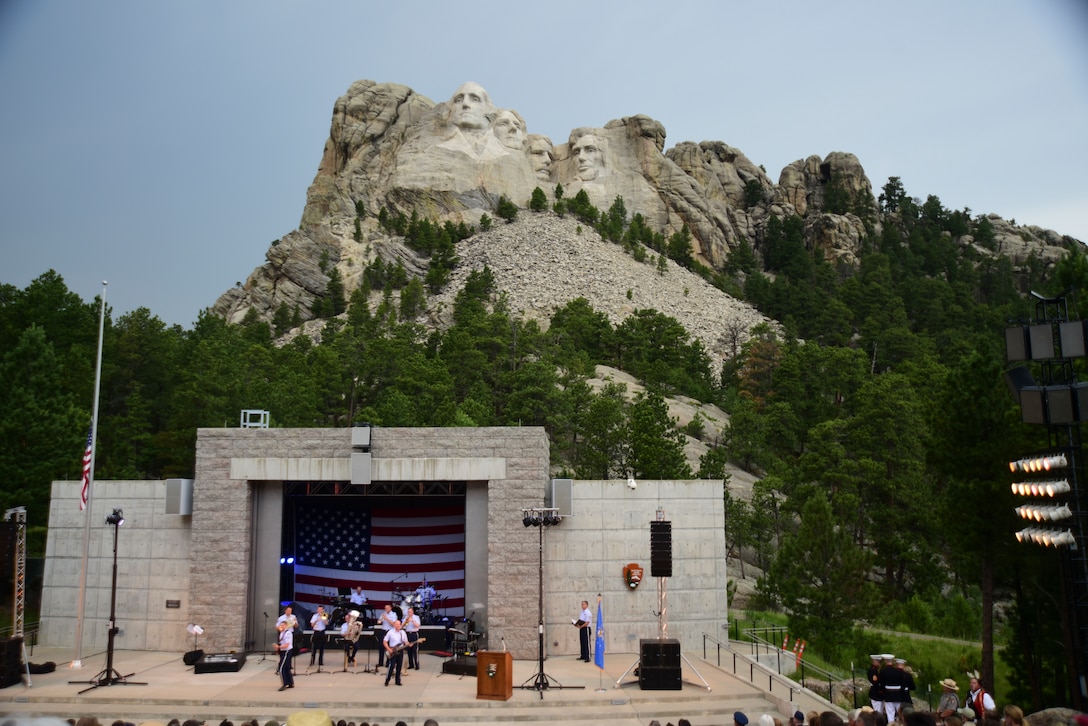 The USAF Heartland of American Band performs at Mt. Rushmore, July 3, 2018.