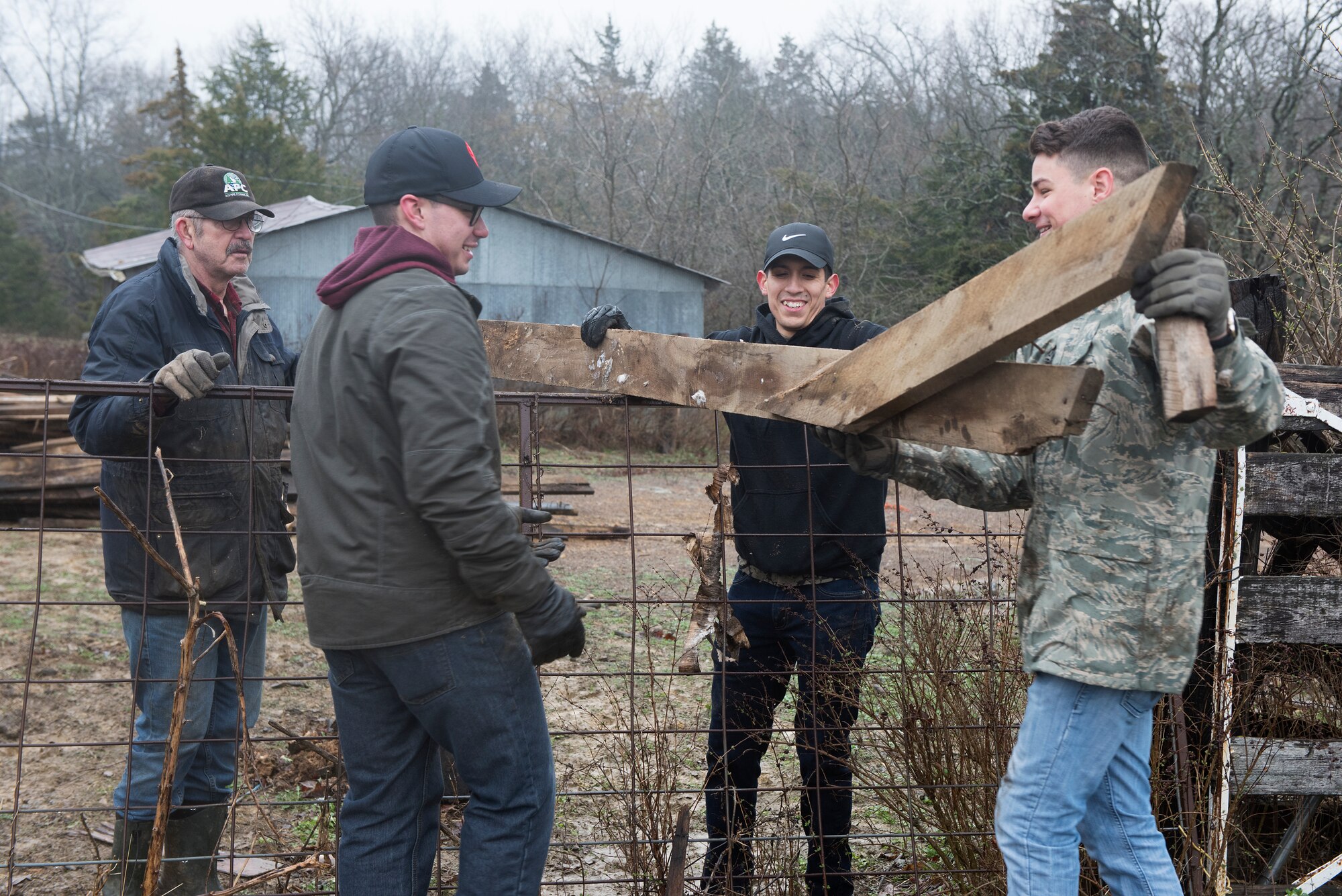 Members of the 509th SFS, led by 509th Mission Support Group Commander Christopher Callis, volunteered their time to help local Vietnam War veteran and former security policeman Todd Conner clear parts of his property.