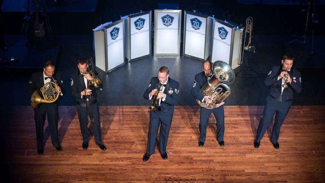 From the USAF Heartland of America Band, Offutt Brass performs during a concert recognizing the 70th anniversary of the USAF.
