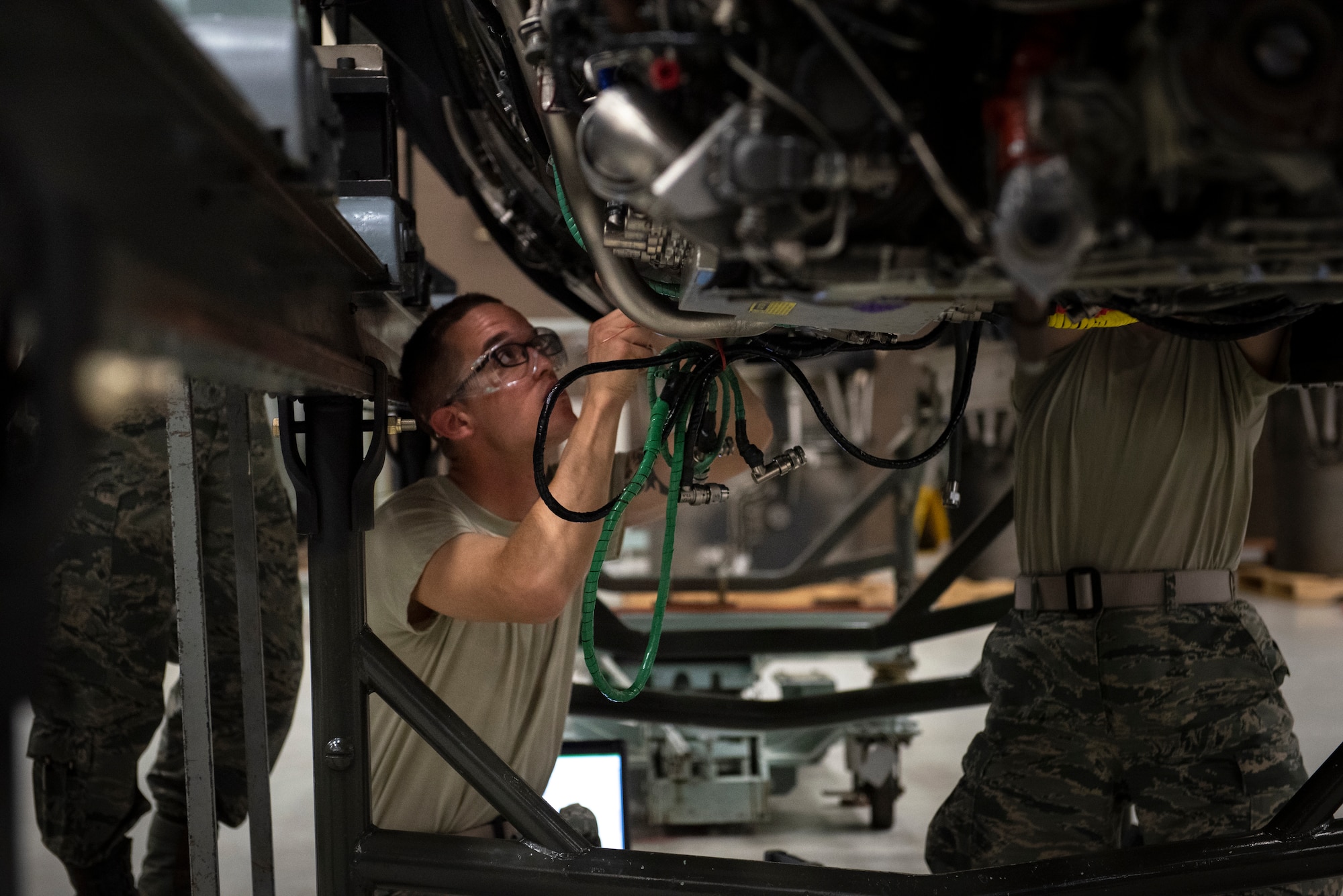 361st aerospace propulsion apprentice course students work on Aircraft engines