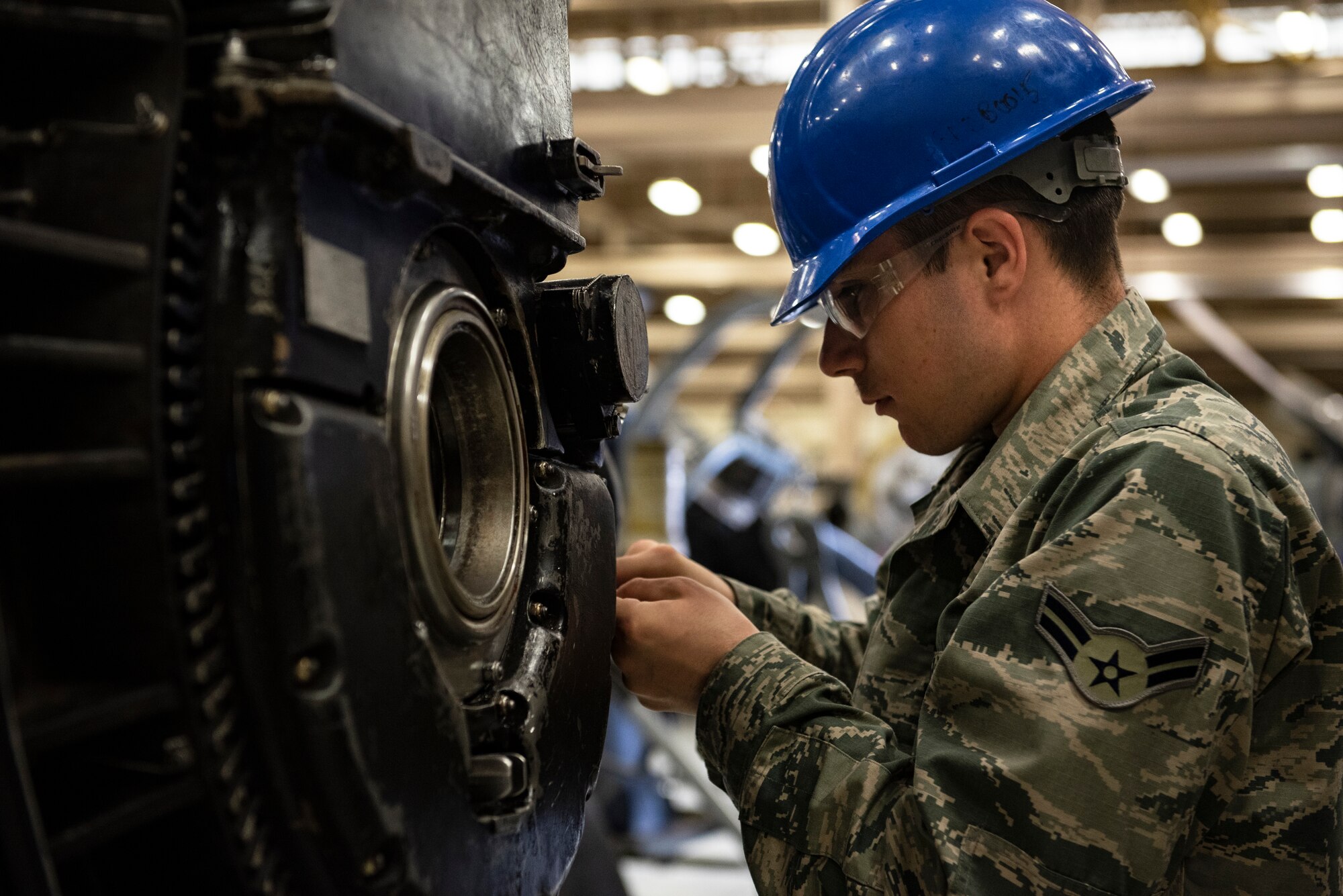 361st aerospace propulsion apprentice course students work on Aircraft engines