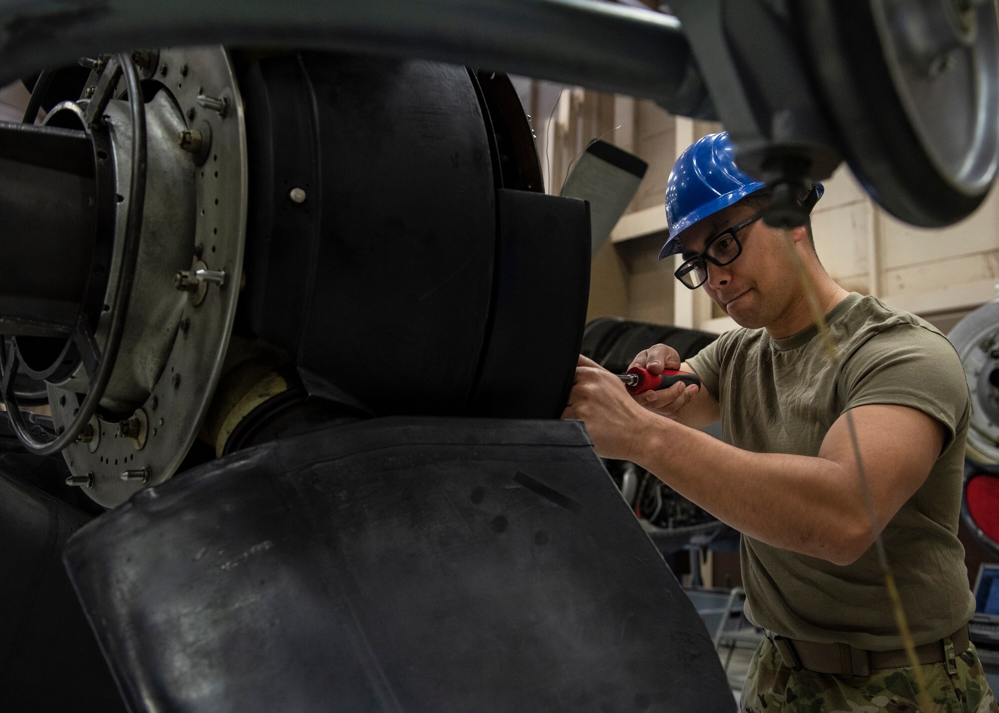 361st aerospace propulsion apprentice course students work on Aircraft engines