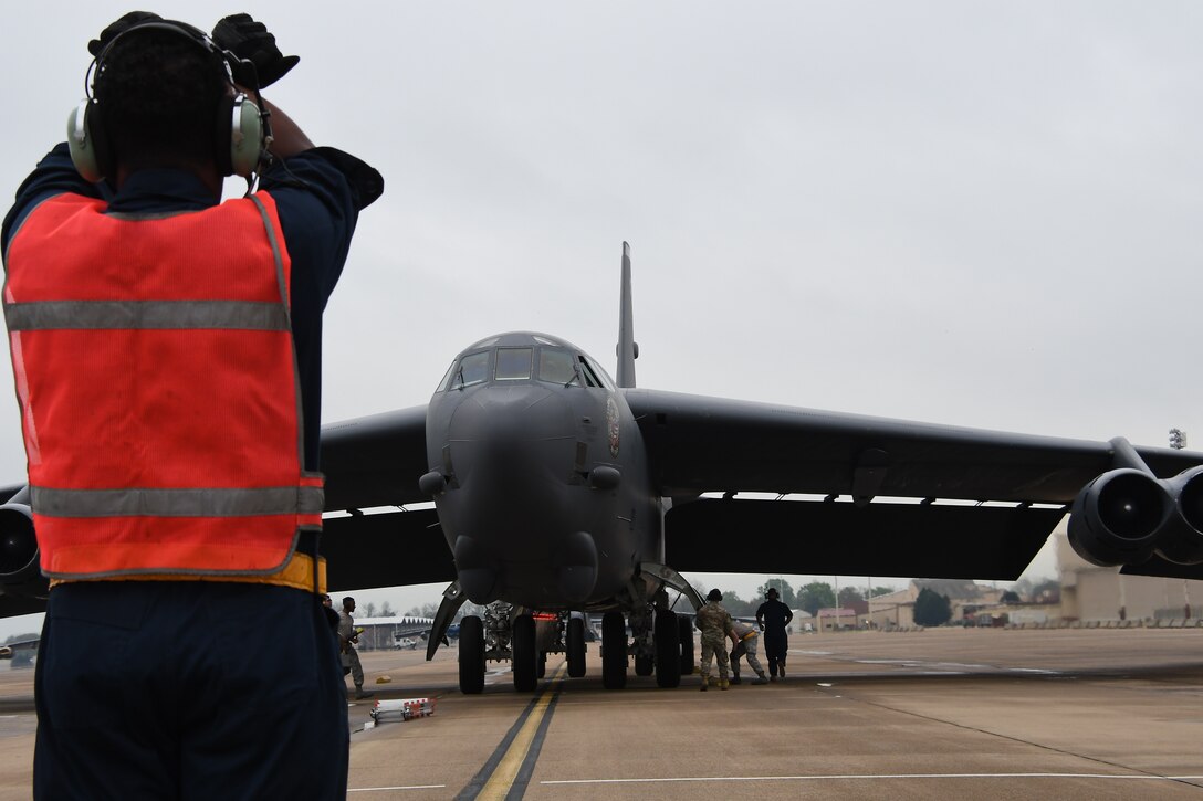U.S. Air Force Col. Robert VanHoy, 307th Bomb Wing commander, and Lt. Col. Bryan Bailey, 93rd Bomb Squadron commander, made their final flight at Barksdale Air Force Base, Louisiana, April 4, 2019.  They are scheduled to  relinquish command of their respective units during the April unit training assembly. (U.S. Air Force photo by Master Sgt. Ted Daigle)