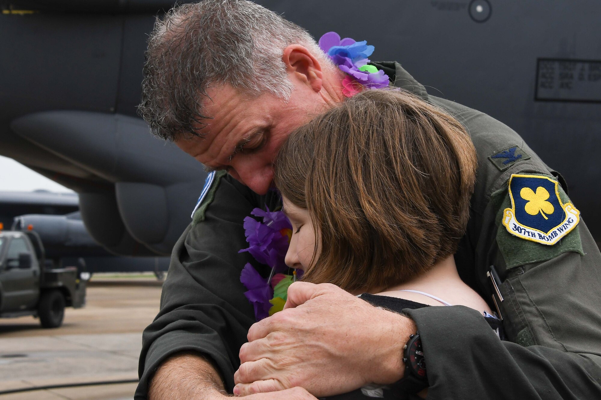 U.S. Air Force Col. Robert VanHoy, 307th Bomb Wing commander, and Lt. Col. Bryan Bailey, 93rd Bomb Squadron commander, made their final flight at Barksdale Air Force Base, Louisiana, April 4, 2019.  They are scheduled to  relinquish command of their respective units during the April unit training assembly. (U.S. Air Force photo by Master Sgt. Ted Daigle)