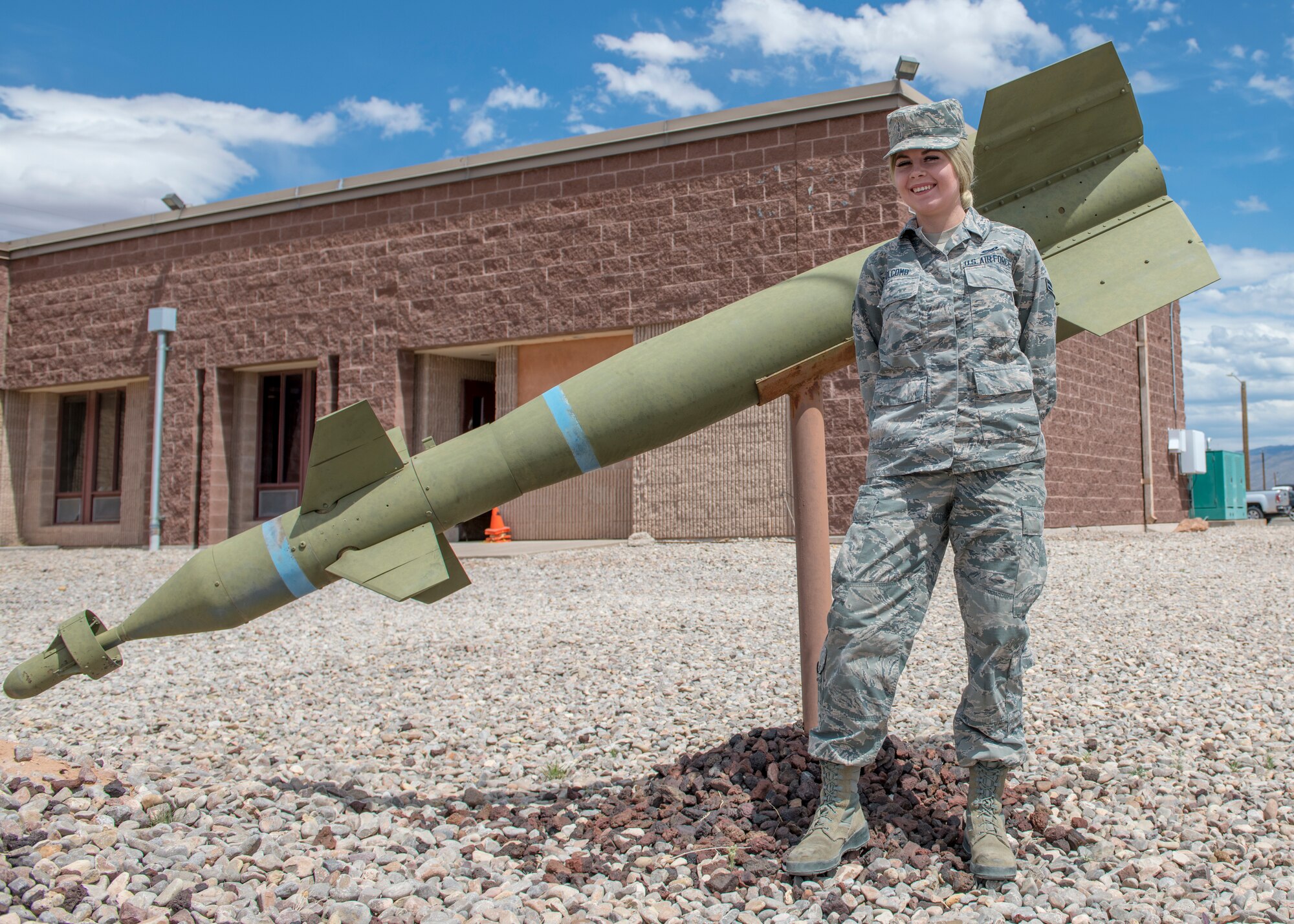 Airman 1st Class Alicia Holcomb, 49th Equipment Maintenance Squadron’s munitions systems specialist, poses for a photo on Holloman Air Force Base, N.M. Now that Holcomb is of legal drinking age, she practices her treatment goal to drink responsibly. (U.S. Air Force photo by Airman 1st Class Kindra Stewart)