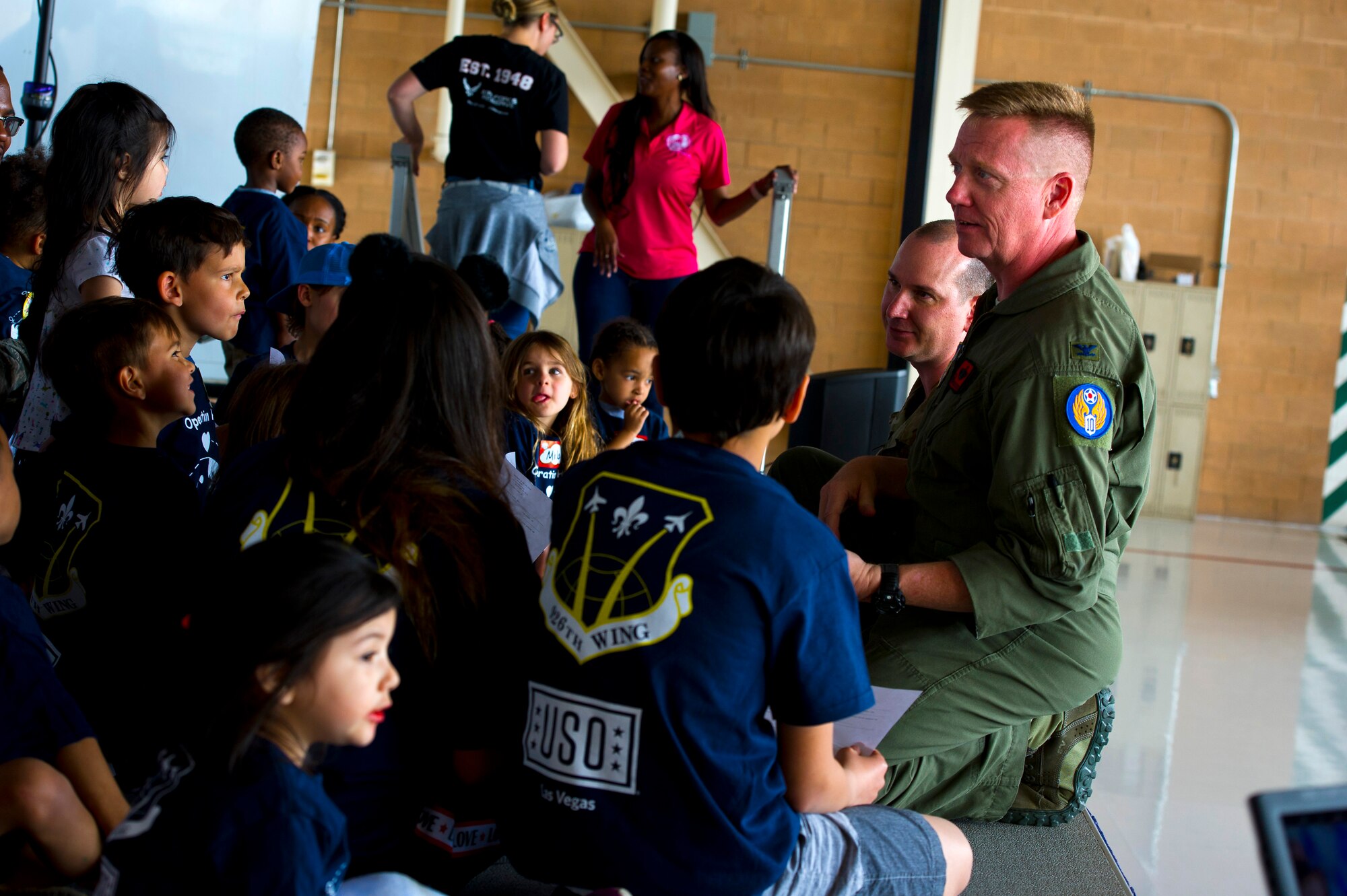 Operation HERO allowed nearly 100 children of 926th Wing reservists to participate in a simulated deployment line to learn what it is like for their parents to deploy. The event featured a mission briefing, candy from each station and an obstacle course.