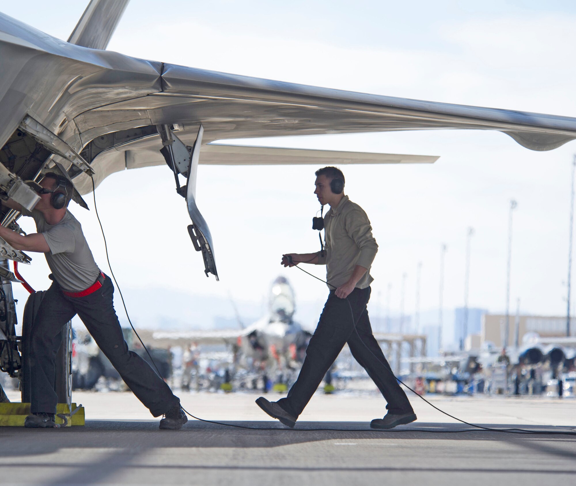 Through Total Force Integration at Nellis, Reserve aircraft maintainers work side by side with active-duty providing skilled manpower and continuity to accomplish the U.S. Air Force Warfare Center mission.