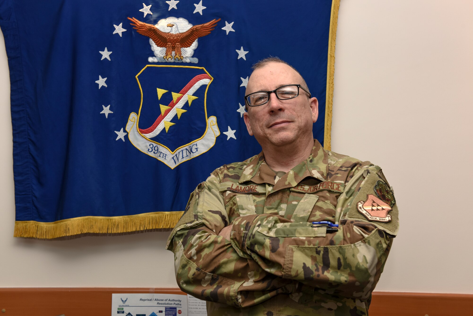 Lt. Col. Robert LaMore, 39th Air Base Wing Inspector General, poses for a photo in the Inspector General building April 2, 2019, at Incirlik Air Base, Turkey.