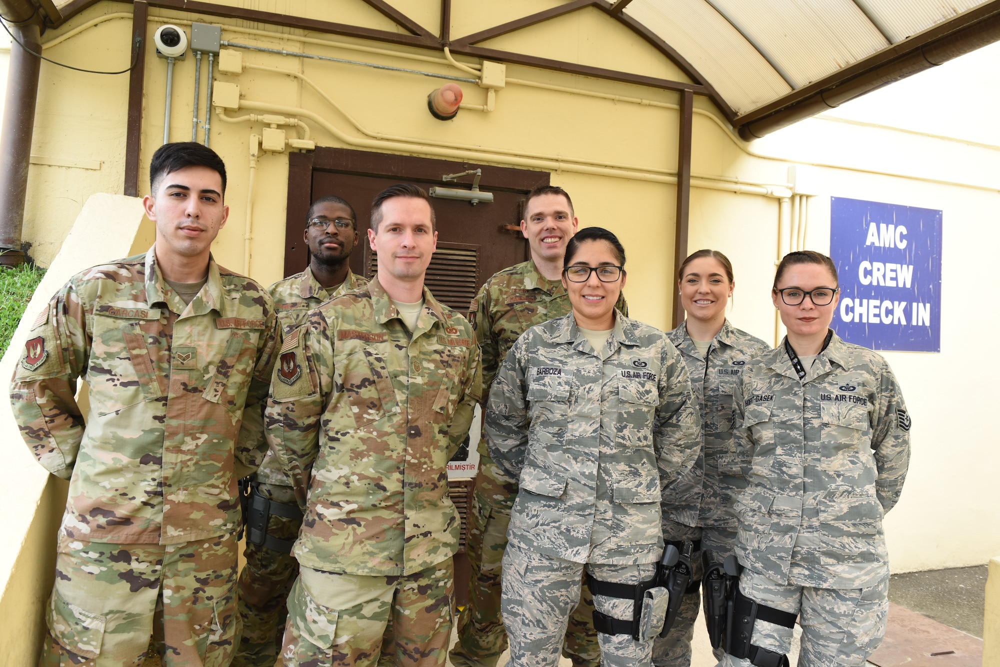 Command Post Controllers, pose for a photo April 3, 2019, at Incirlik Air Base, Turkey.