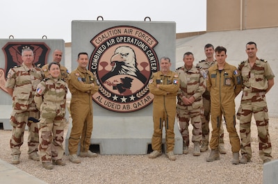 The French detachment at the Combined Air Operations Center (CAOC) in Al Udeid Airforce Base, Qatar, has been recently reinforced by a significant French Navy backups supporting Operation Inherent Resolve.