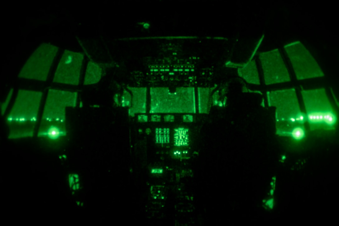 U.S. Marine Corps 1st Lt. Susan Plunkett, left, and Capt. John Coutoumas prepare for take off in a KC-130J Super Hercules at Clark Air Base, Philippines, April 4, 2019, during Exercise Balikatan. Balikatan is an annual exercise between the U.S. and the Philippines and comes from a Tagalog phrase meaning "shoulder-to-shoulder," representing the partnership between the two countries. The exercise promotes regional security and humanitarian efforts for U.S. allies and partners. Plunkett and Coutoumas are KC-130 pilots with Marine Aerial Refueler Transport Squadron 152.