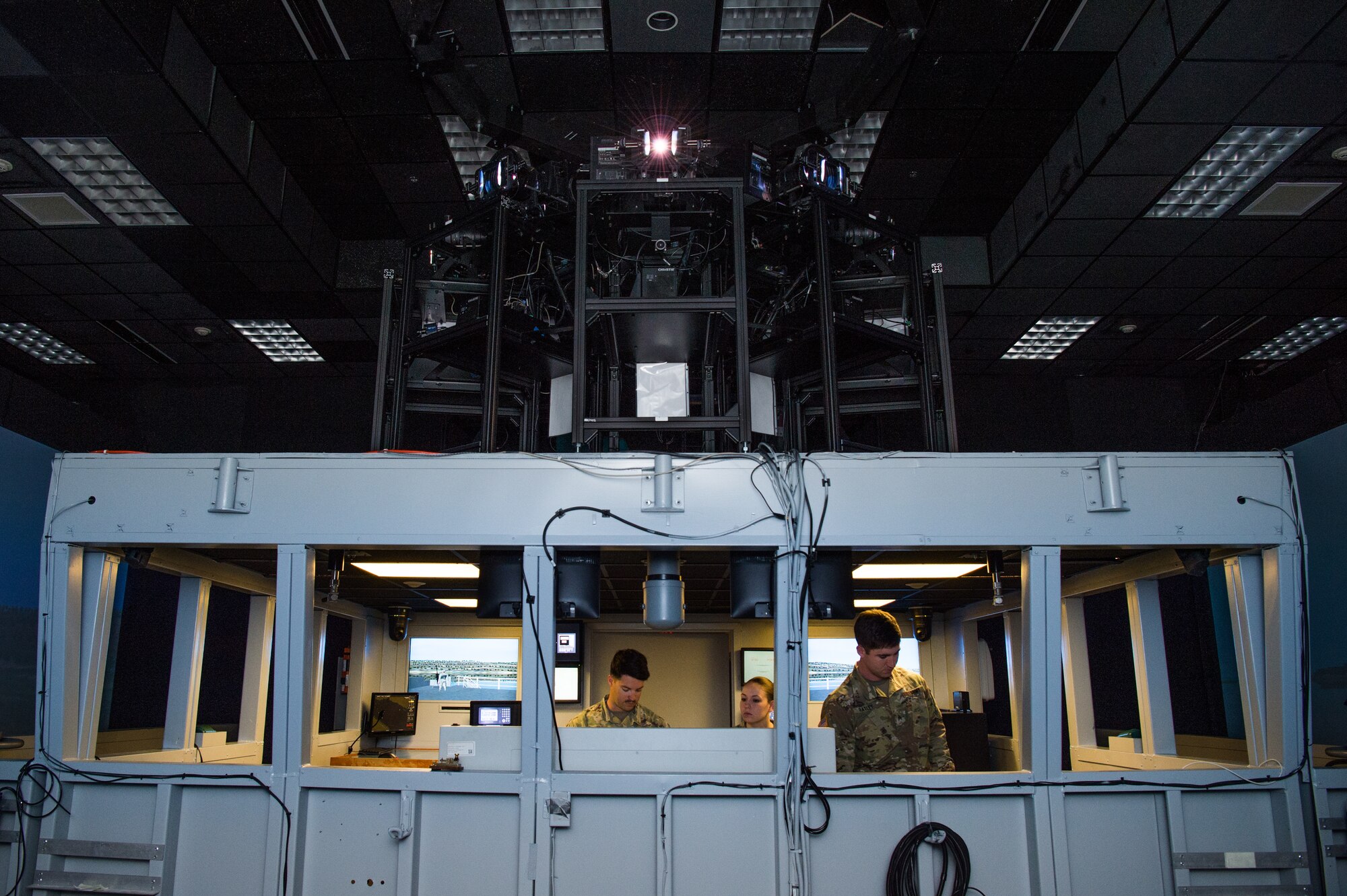 U.S. Army Soldiers train on the Full Mission Bridge at the U.S. Army Transportation School, Maritime & Intermodal Training Department at Joint Base Langley-Eustis, Virginia, April 1, 2019.