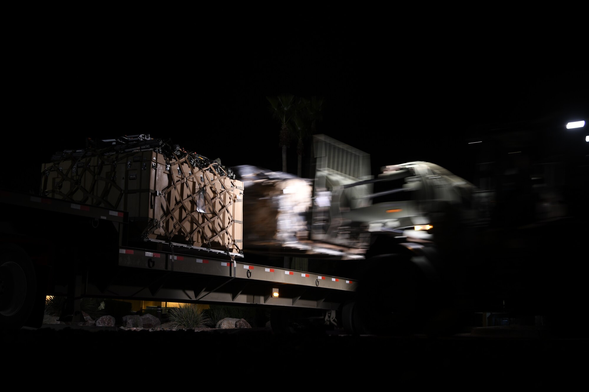 U.S. Air Force Airmen from the 355th Logistics Readiness Squadron load aircraft pallets at Davis-Monthan Air Force Base, Ariz., April 2nd 2019.