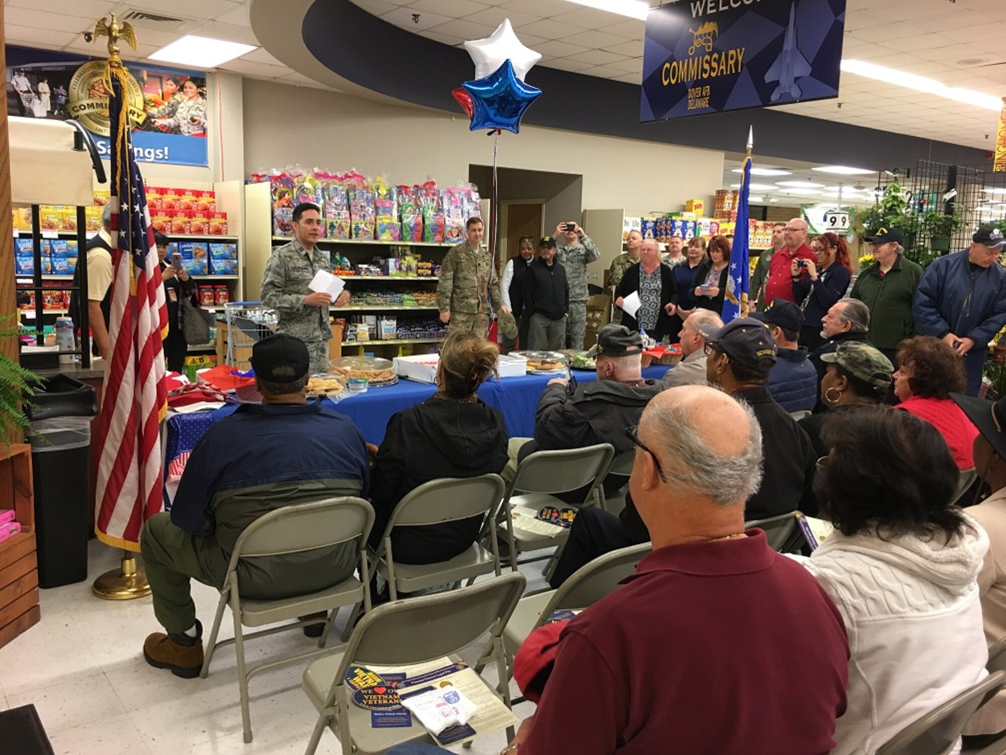 The commissary held a “Remembering the Vietnam Veterans” day March 29, 2019, at Dover Air Force Base, Del. The commissary team provided appreciation letters, pins from the Department of Veteran Affairs and refreshments. The commissary has held this event to honor the Vietnam Veterans for the past three years. (courtesy photo)
