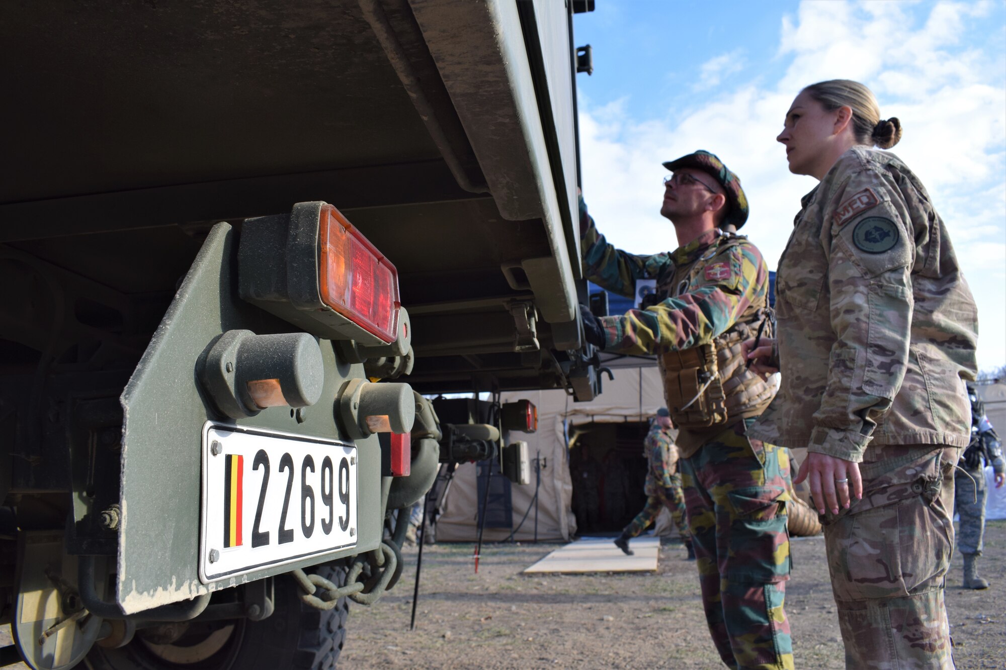 Chief Master Sgt. Amy Riley, 86th Medical Group, Ramstein Air Base, Germany, participates in a multinational medical exercise in Romania.