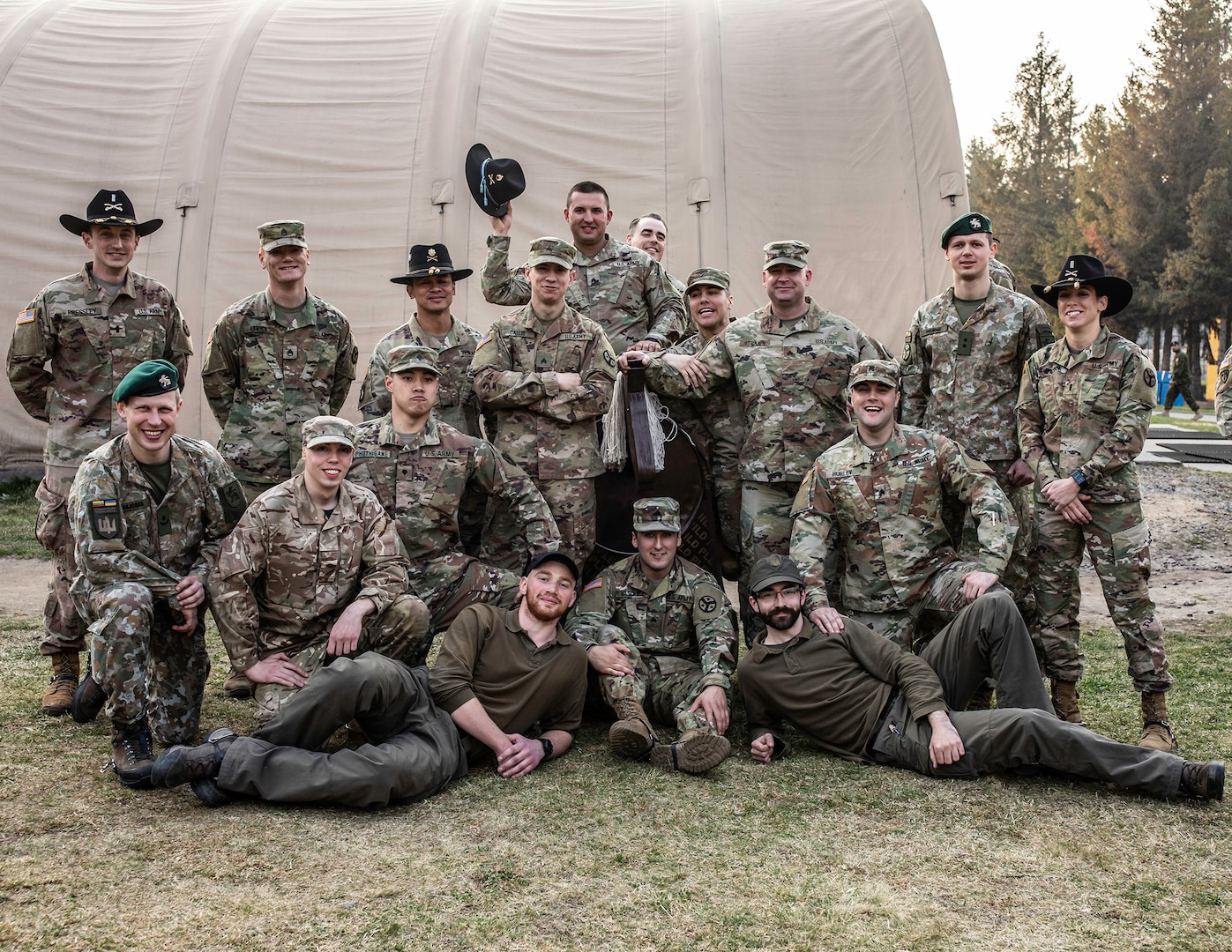 Group photo of the newly spurred troopers after the Order of the Spur induction ceremony held at the Yavoriv Combat training Center, Ukraine, April 8, 2019.
