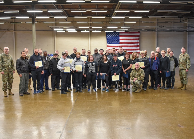 Graduates receive certificates for completing the Honorary Commander boot camp at Joint Base McGuire-Dix-Lakehurst, New Jersey, April 5, 2019.  After an entire day of experiencing what military members go through, Honorary Commanders are able to take their experience and share that deeper understanding of the military and knowledge with the local community.  (U.S. Air Force photo by 1st Lt. Jaclyn Sumayao)