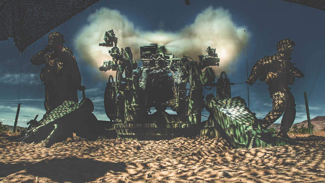 U.S. Marines with 3rd Battalion, 11th Marine Regiment, 1st Marine Division conduct fire missions with the M777 Howitzer at Marine Corps Air Ground Combat Center, Twentynine Palms, Calif., April. 4, 2019. The MCAGCC’s training areas provided an opportunity for the unit to bolster their combat capabilities in a desert environment in preparation for potential global contingencies.