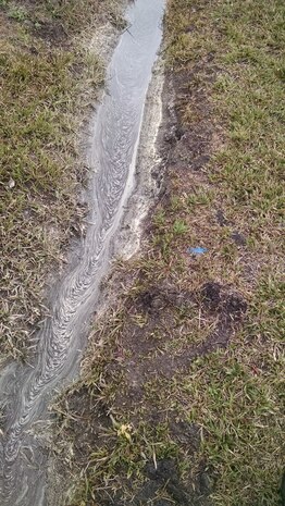 Pollen mixed with runoff flow through drainage areas at Joint Base Charleston, S.C. 628th Civil Engineer Squadron asks that residents be conscious of where their runoff goes when they spray off houses and vehicles during pollen season.