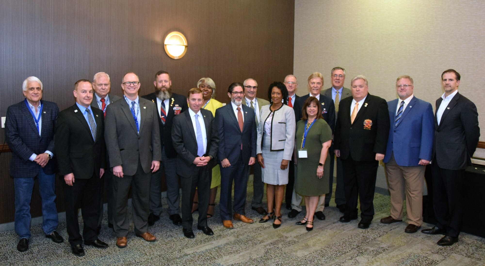 Honorary commanders pose for a group photo at the conclusion of the 433rd Airlift Wing’s honorary commanders induction ceremony, April 6, 2019 at a San Antonio hotel.