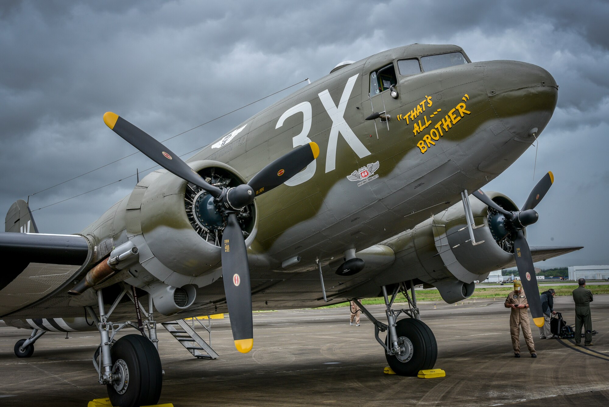 Col. Travis Flies "That's All Brother" To Sumpter Smith ANGB