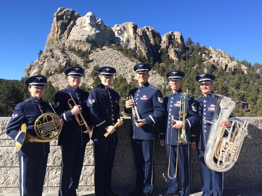 Offutt Brass performs at Mount Rushmore on President's Day, February 20, 2017