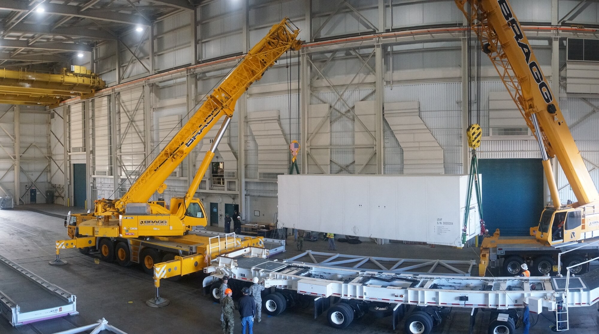 The 1st Air and Space Test Squadron successfully demonstrated the capability to offload solid rocket motors using mobile rental cranes 28 March, 2019, at Vandenberg Air Force Base, Calif.