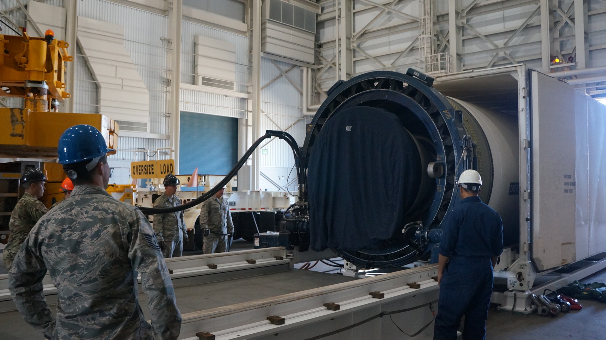 The 1st Air and Space Test Squadron successfully demonstrated the capability to offload solid rocket motors using mobile rental cranes 28 March, 2019, at Vandenberg Air Force Base, Calif.