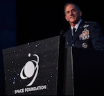 Air Force Chief of Staff Gen. David L. Goldfein emphasized the importance of allies and partners during a speech April 9, 2019, at the 35th Space Symposium in Colorado Springs, Colo. “We prefer the power of collaboration over coercion” to maintain space dominance, Goldfein said.