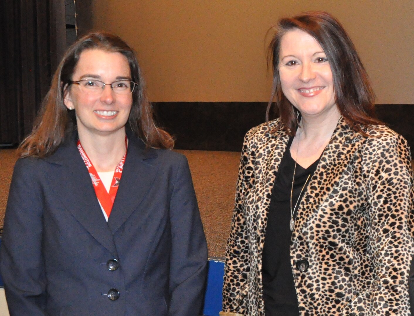 IMAGE: DAHLGREN, Va. (March 26, 2019) – Melanie Lunney, NSWC Dahlgren Division Federal Women’s Program Manager, meets with Amy Markowich, SES, – director of the Integrated Battlespace Simulation and Test Department at the Naval Air Systems Command – who was the keynote speaker at Dahlgren’s 2019 Women’s History Month Observance