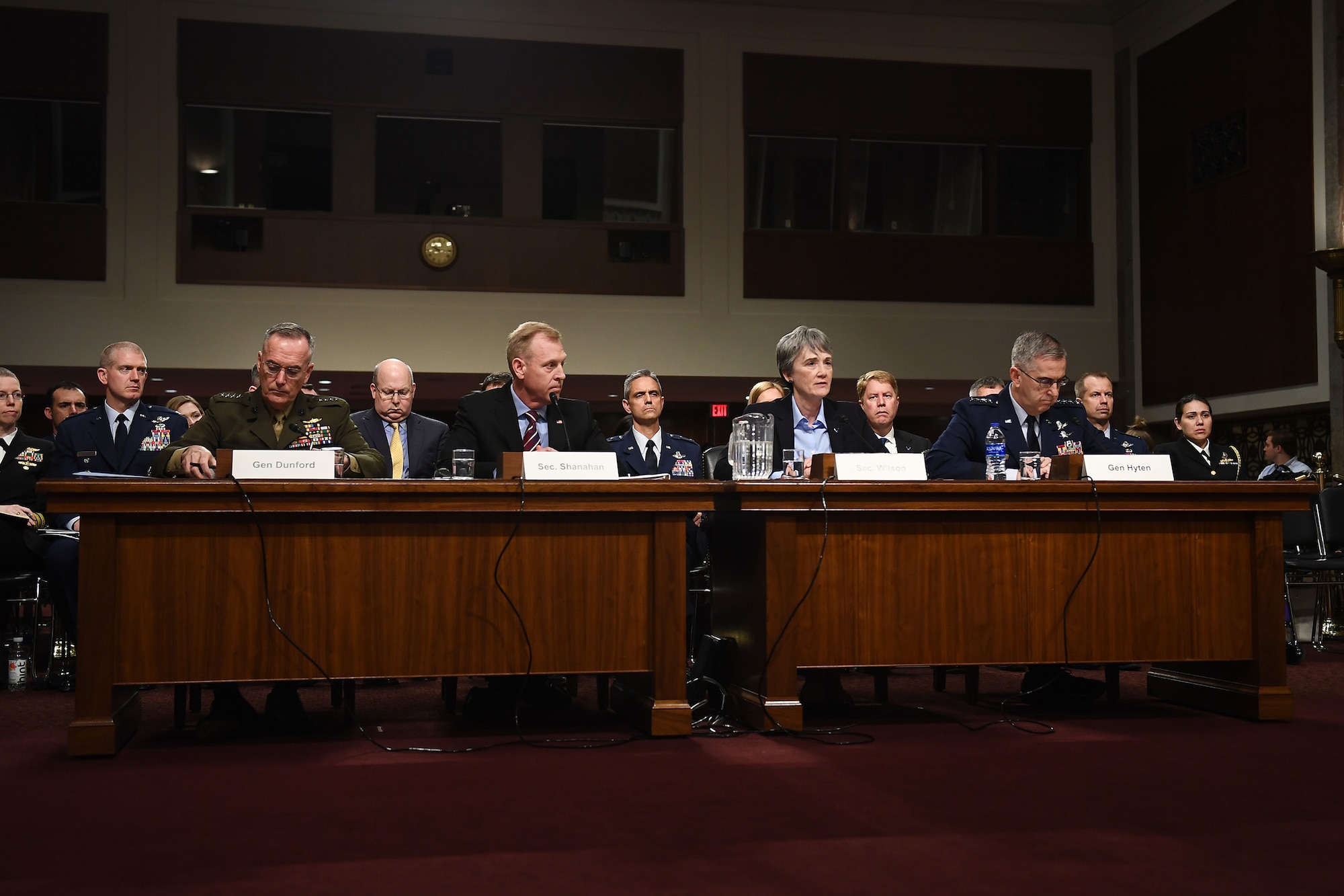 Secretary of the Air Force Heather Wilson (second from right) testifies on the proposal to establish a United States Space Force during a Senate Armed Services Committee hearing in Washington, D.C., April 11, 2019. (U.S. Air Force photo by Adrian Cadiz)
