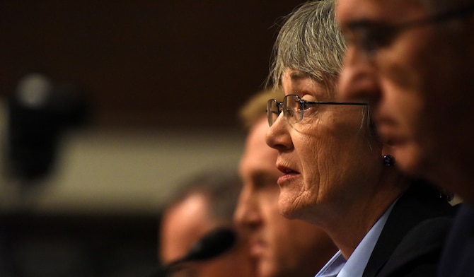 Secretary of the Air Force Heather Wilson testifies on the proposal to establish a United States Space Force during a Senate Armed Services Committee hearing in Washington, D.C., April 11, 2019. (U.S. Air Force photo by Staff Sgt. Rusty Frank)