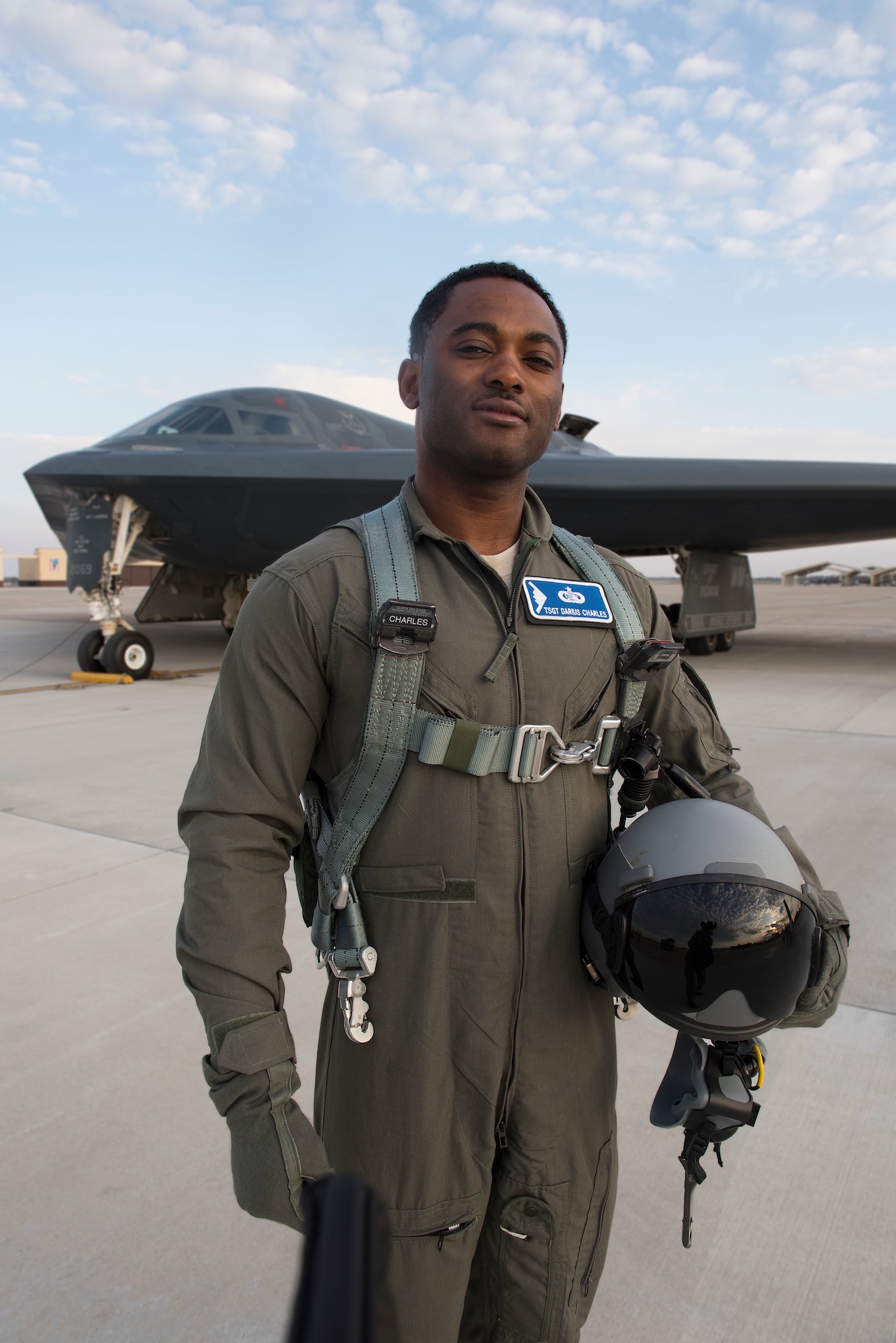 Tech. Sgt. Darius Charles, a Wing 2019 annual award winner, won an incentive flight in one of the base's B-2 Stealth Bombers.