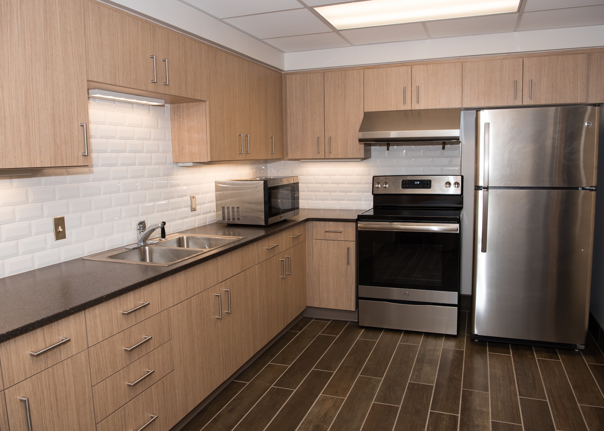 The newly renovated kitchen at the Atlantis Hall dormitory.