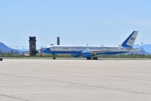 U.S. Vice President Mike Pence greets the Desert Lightning Team during a quick visit with the DLT prior to his immersion with Customs and Border Protection at Davis-Monthan Air Force Base, Ariz., April 11, 2019.