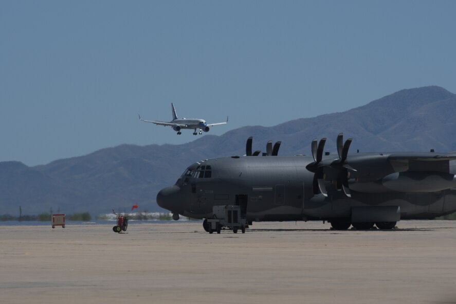 U.S. Air Force Two lands at Davis-Monthan Air Force Base, Ariz., April 11, 2019.