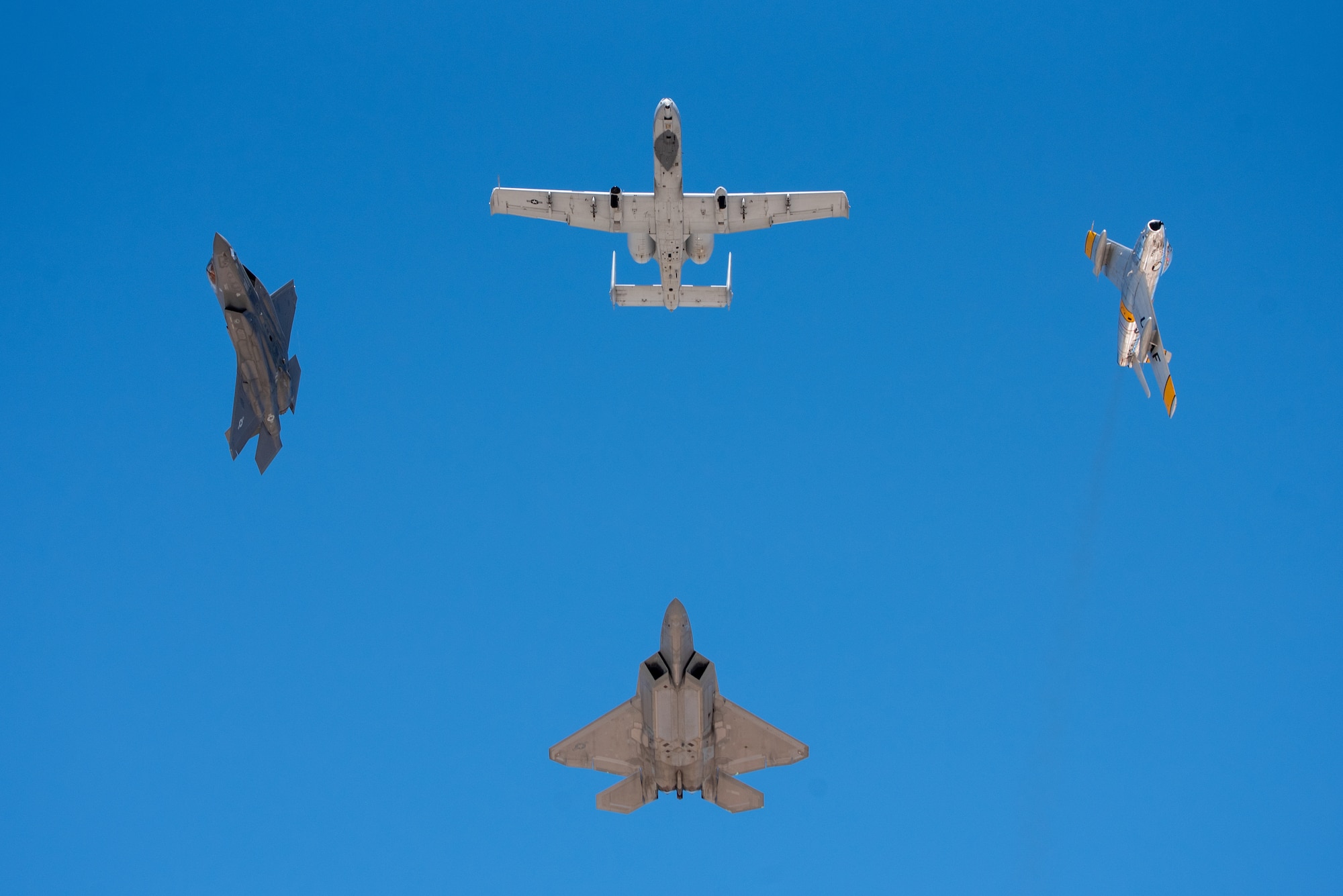 A formation of different aircraft